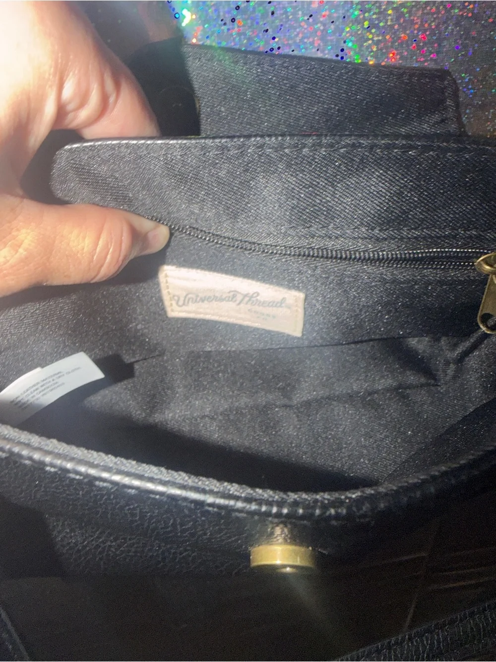 Universal Thread Black Faux Leather Envelope Crossbody Bag Adjustable Strap